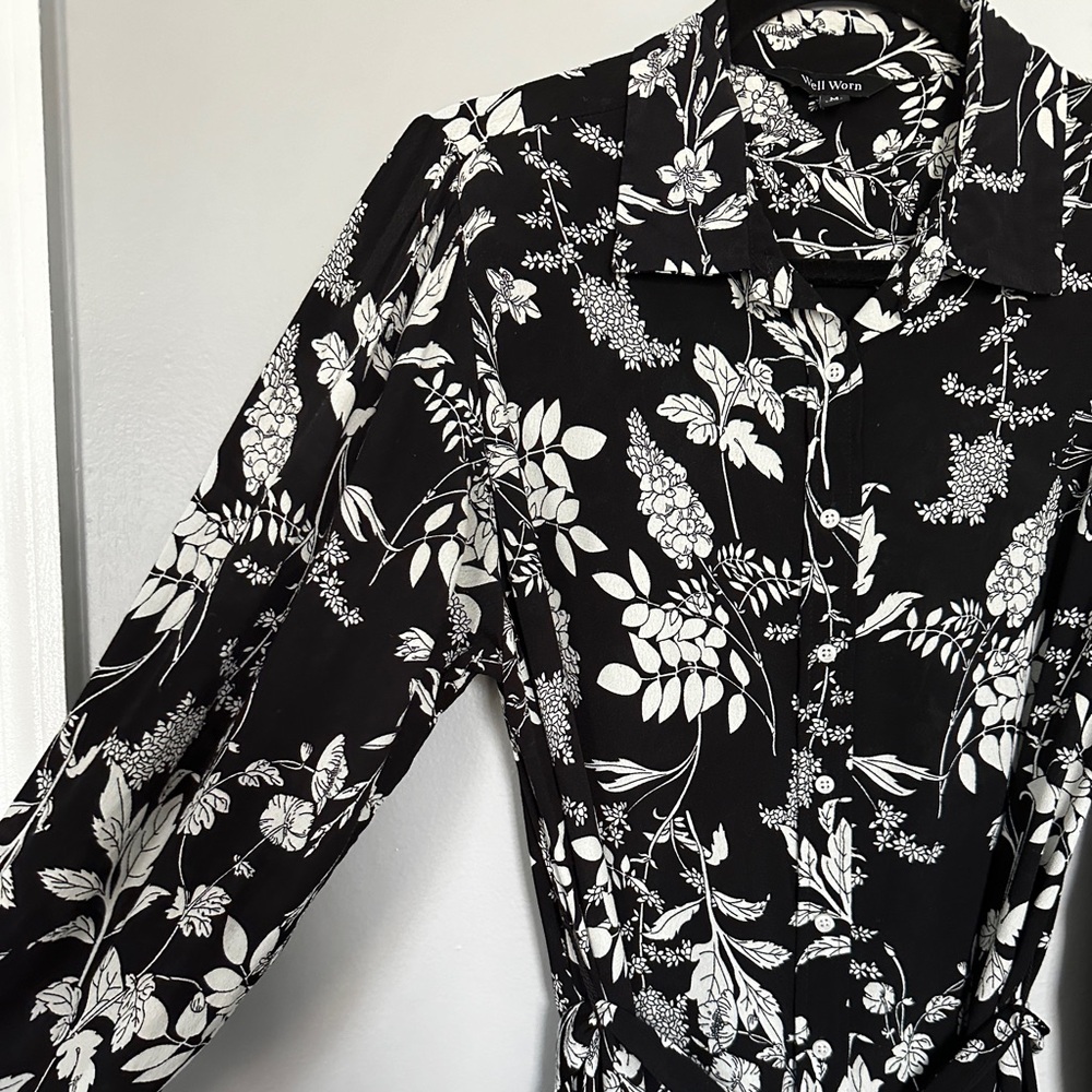 Floral Black and White Dress